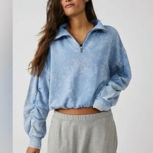 FP Movement by Free People Valley Girl Blue Quarter Zip Sweatshirt Medium